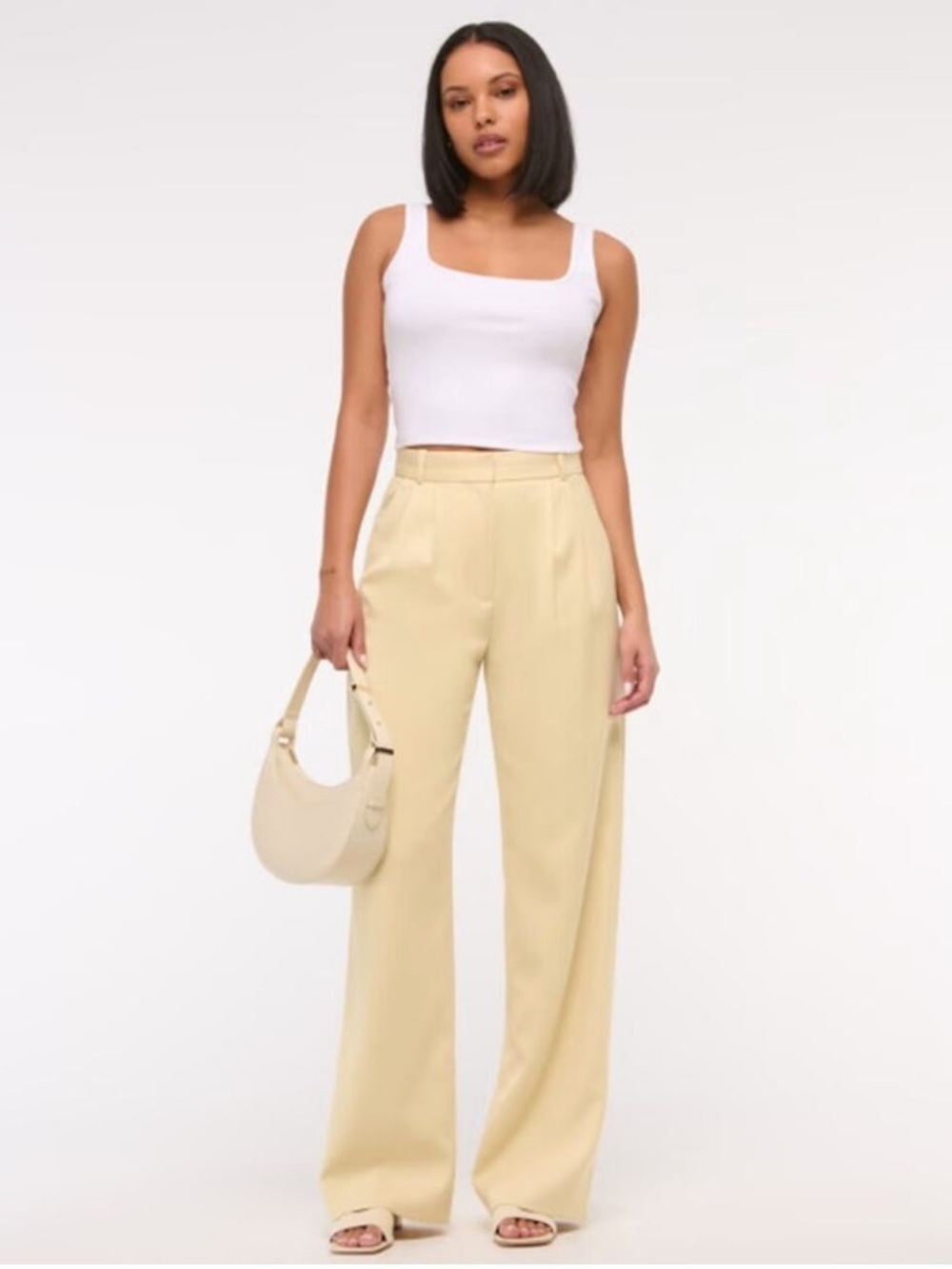Abercrombie & Fitch Tall Sloane High Rise Pleated Wide Trouser Pant Yellow 27